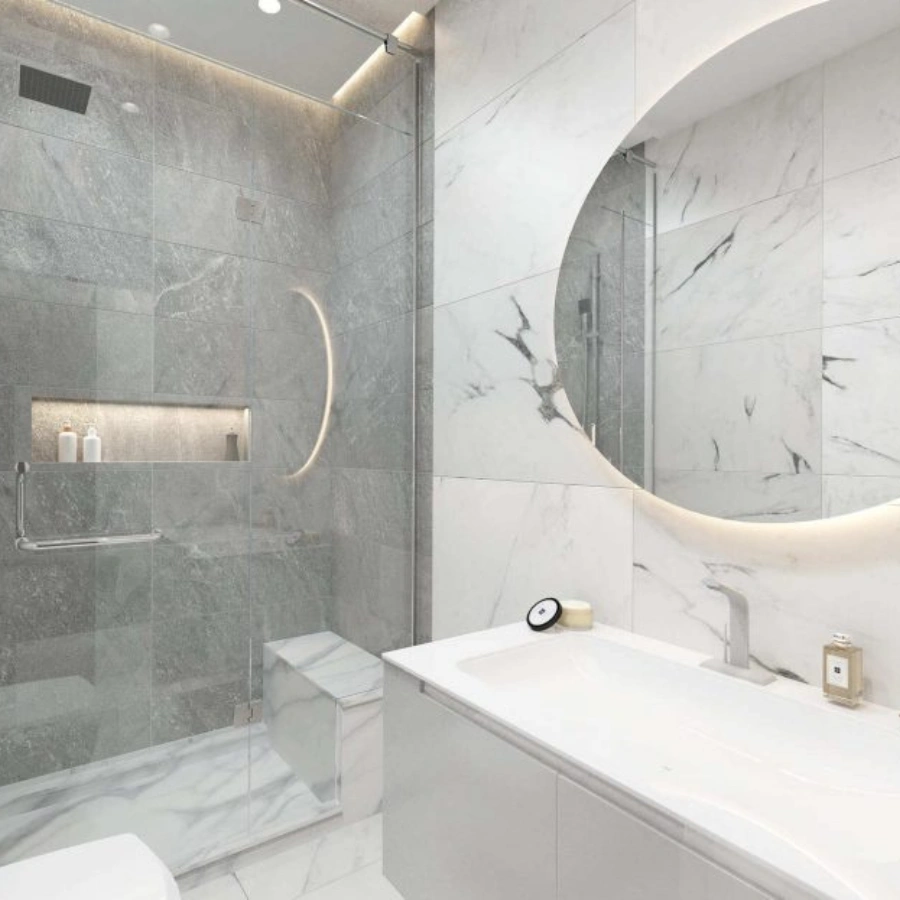 Salle de bain d’un appartement à vendre à Résidence Paris sur l’Avenue Sidi Mohamed Ben Abdelah, près d’Iberia