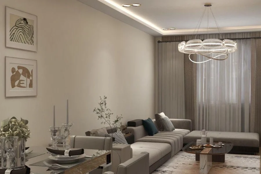 Salon lumineux d’un appartement à la Résidence catania tanger