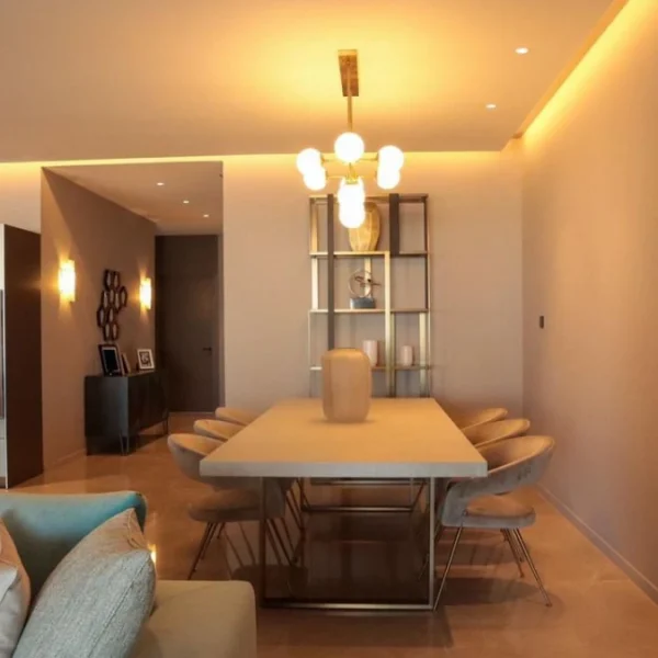 Stylish dining area in sea-view apartment for sale at Pinea Hills Tangier (2)